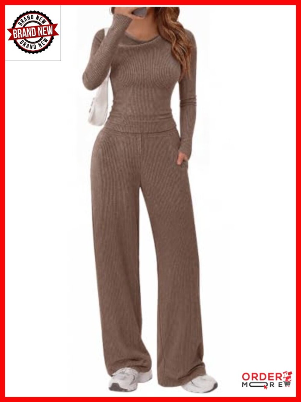 Simplee 2 Piece Lounge Set Cowl Neck Top Wide Leg Pants with Pockets